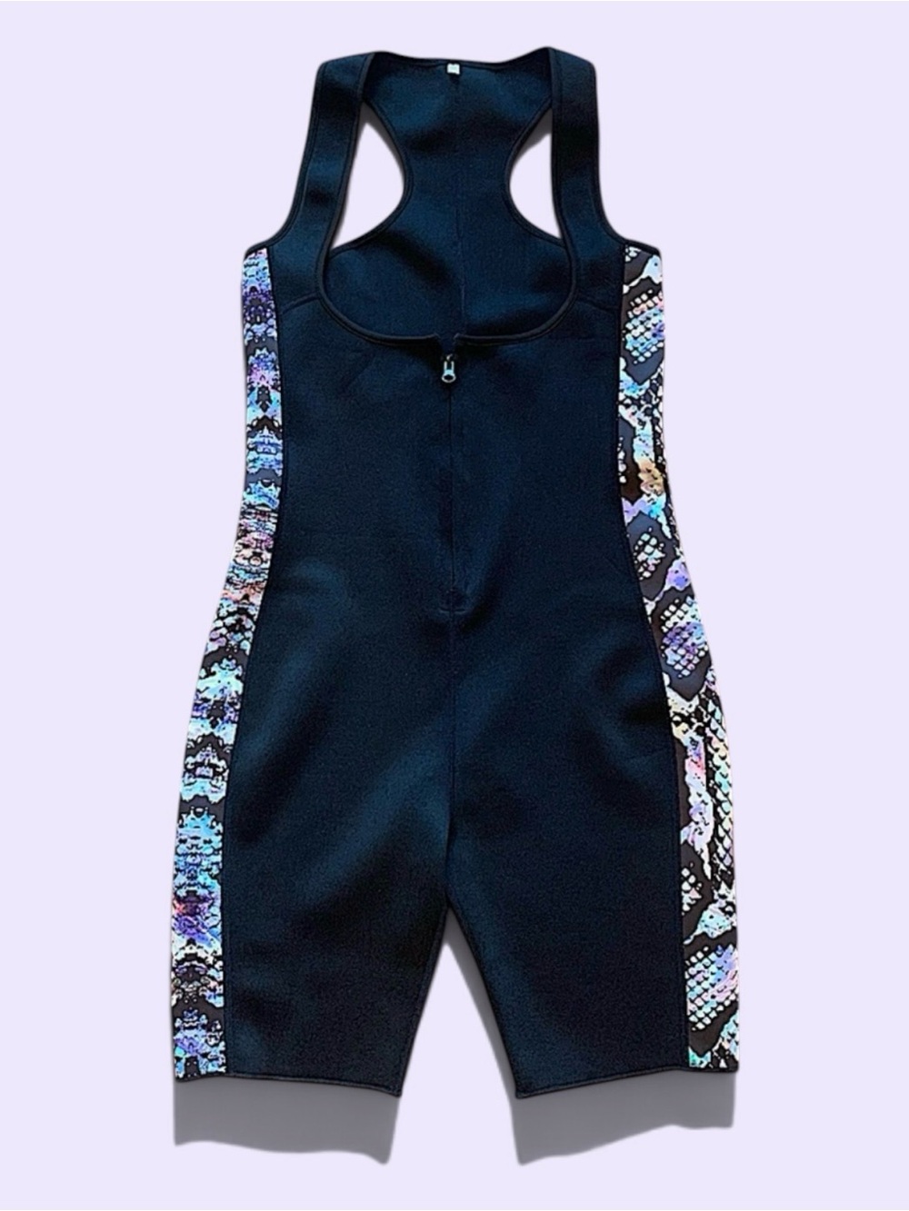 Sauna Suit Waist Trainer Black Rainbow Snake Print | Size M | NWOT